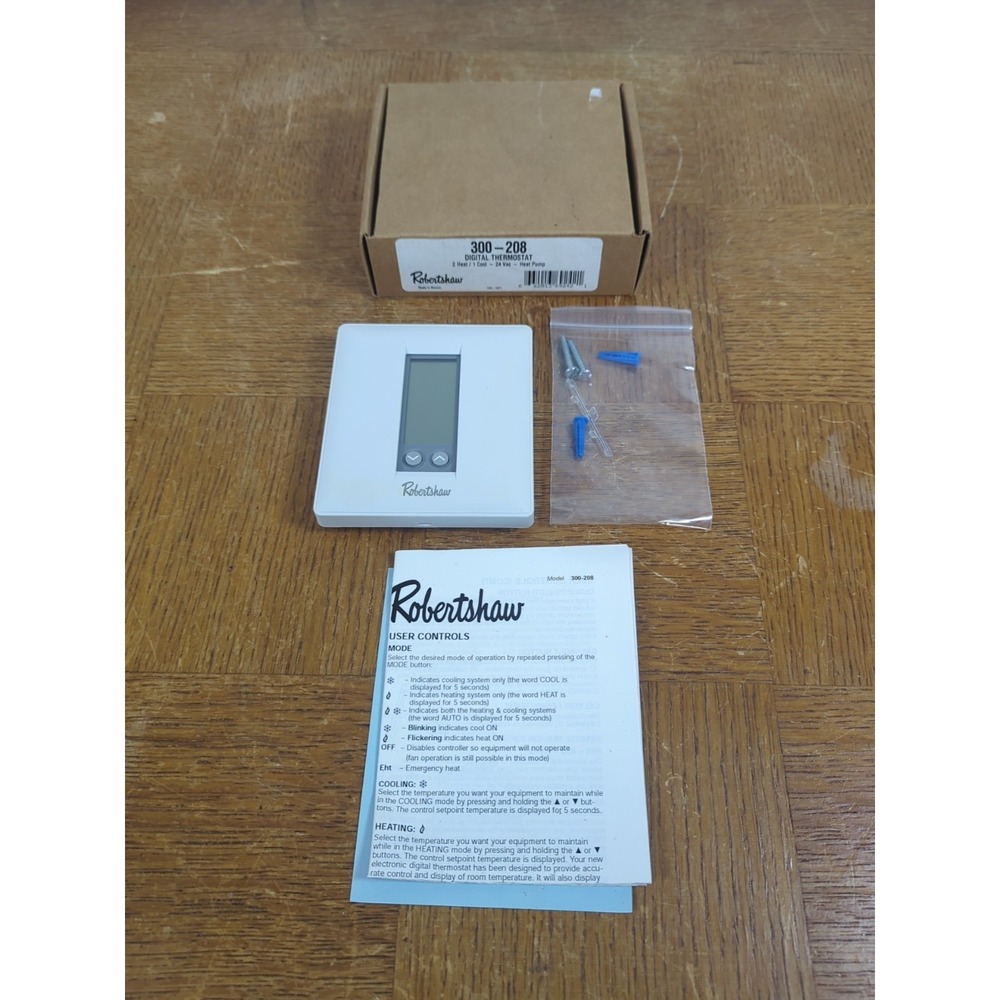 Robertshaw 300-208 Programmable‎ Thermostat 2H/1C Single-Stage Systems, 24 Vac
